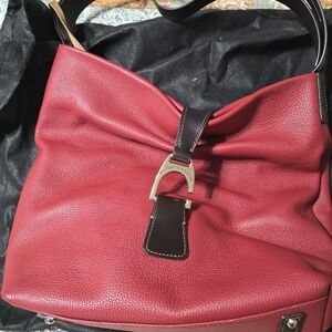 Dooney & Bourke Red and Dark Brown Shoulder Bag